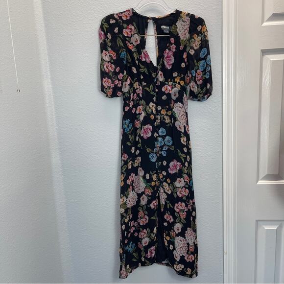 Maeve Puff-Sleeve Midi Dress Floral - Picture 2 of 12